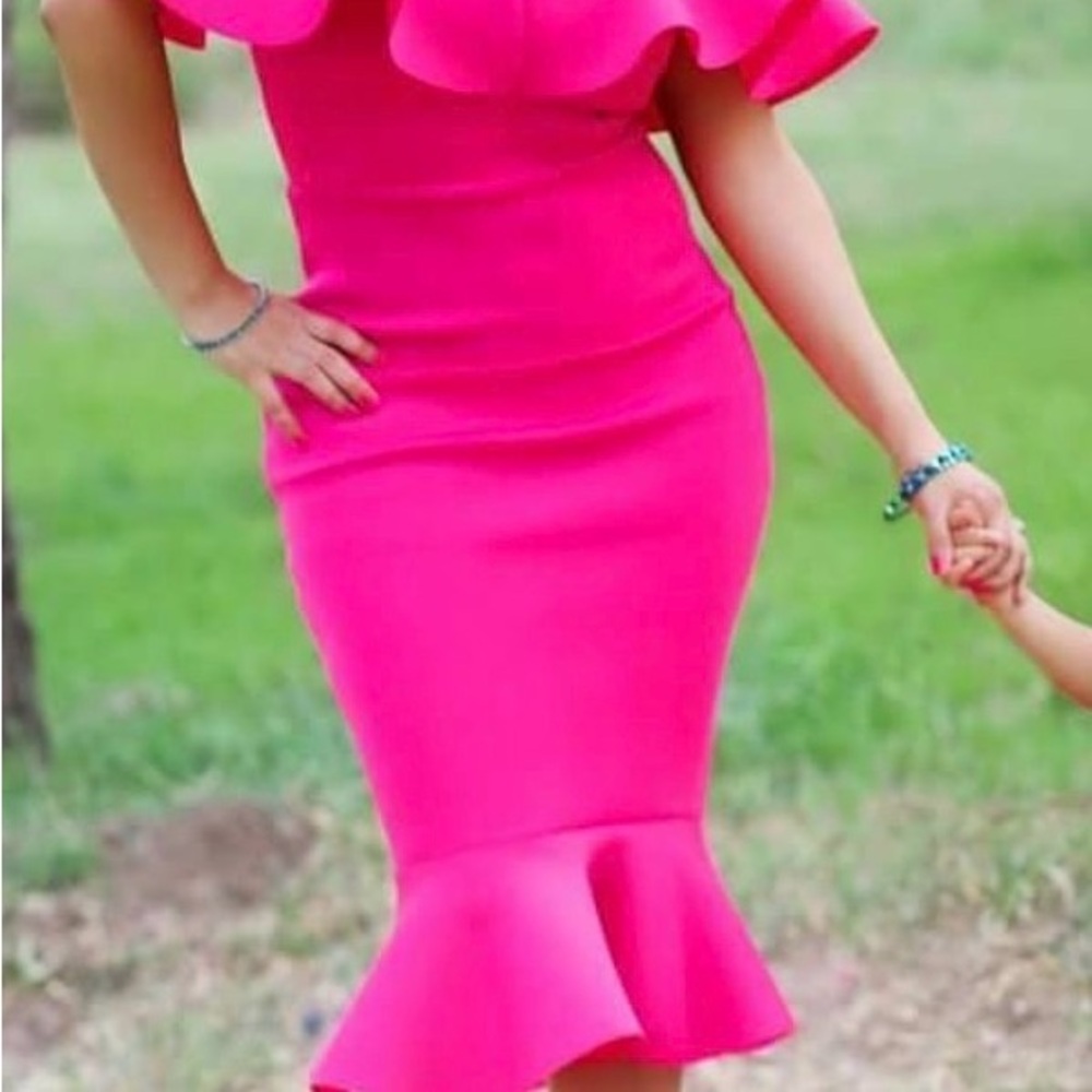Vibrant Pink Ruffle Dress
